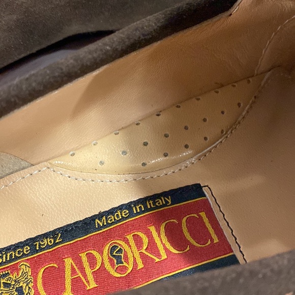Caporicci calf, leather suede, vintage loafers never been worn, still in box.